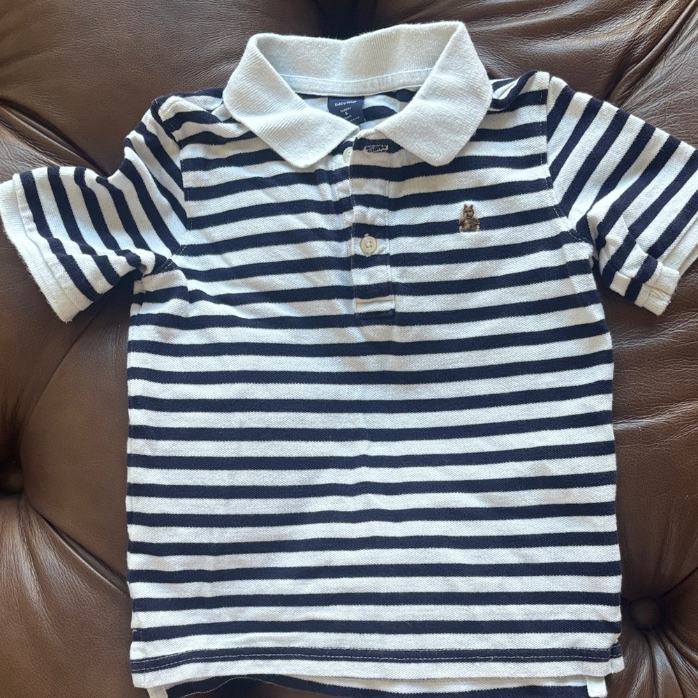 Striped Navy and White Kids Gap Polo Shirt